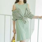 Mock Two-piece Cold Shoulder Dress
