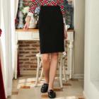 Plain High Waist Straight Cut Knit Skirt