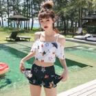 Print Open Shoulder 2-piece Swimsuit