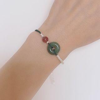 Faux Gemstone Sterling Silver String Bracelet