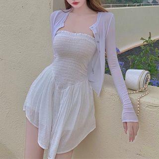 Smocked Tube Romper / Cardigan