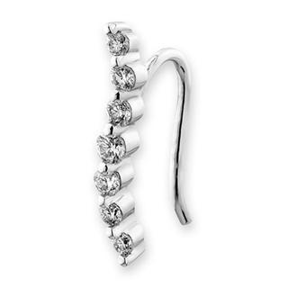 18k White Gold Journey 7 Stone Diamond Single Hook Earring (0.14cttw), Women Jewelry Gift
