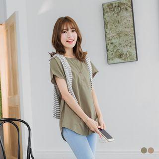 Short-sleeve Henley Khaki - M