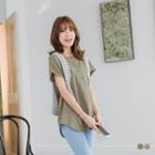 Short-sleeve Henley Khaki - M