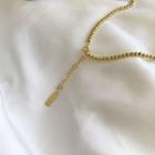925 Sterling Silver Metal Bead Necklace L236 - Gold - One Size