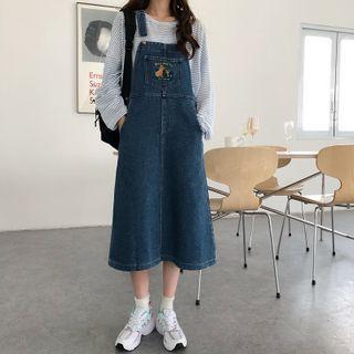 Straight Leg Jumper Jeans / Denim Midi A-line Overall Dress