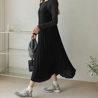 Chiffon-pleated Maxi Overall Dress