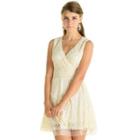 Wrap-front Lace Sleeveless Cocktail Dress