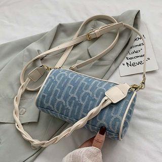 Lettering Shirred Strap Crossbody Bag
