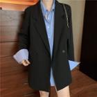 Double Breasted Blazer / Leopard Print Shirt