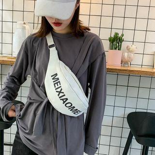 Lettering Print Canvas Sling Bag