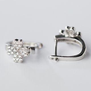 S925 Silver Rhinestone Clover Stud Earrings