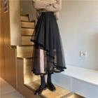 Mesh Asymmetrical A-line Skirt