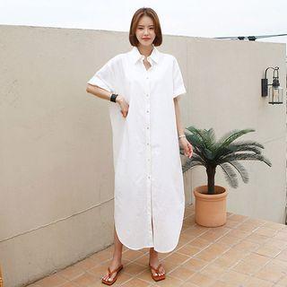 Round-hem Boxy Maxi Shirtdress