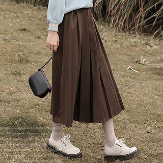 Midi A-line Skirt Dark Coffee - One Size