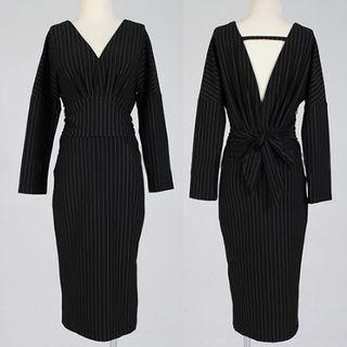 Long-sleeve Striped Straight-fit Dress