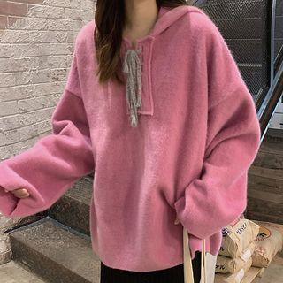 Lace-up Plain Hoodie