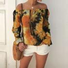 Floral Print Tie-dyed Long Sleeve T-shirt