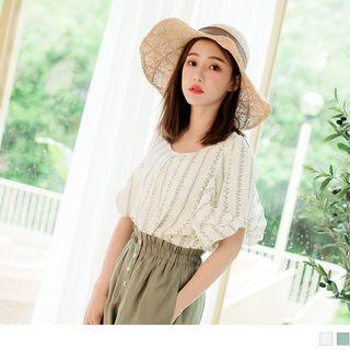 Print Bow-accent Short-sleeve Top