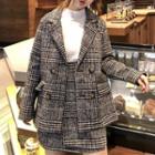 Set: Plaid Double Breasted Blazer + Mini Skirt