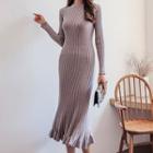 Plain Rib-kit Midi Sweater Dress