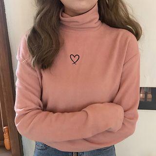 Long-sleeve Heart Embroidered Top