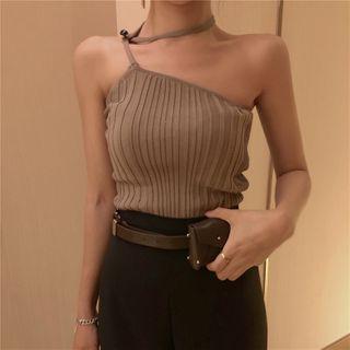 Halter One-shoulder Knit Camisole Top