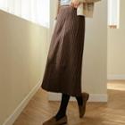A-line Long Rib-knit Skirt