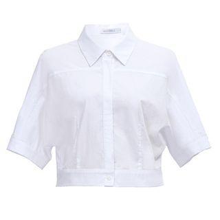 Elbow-sleeve Cropped Blouse