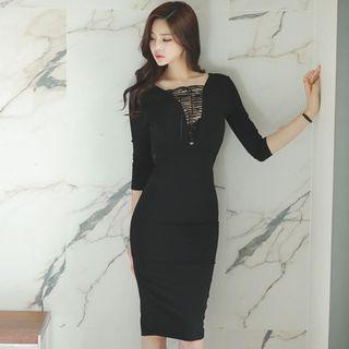 Lace-up Midi Bodycon Dress