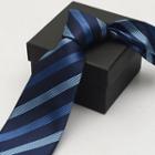 Striped Neck Tie (9cm) Blue - One Size