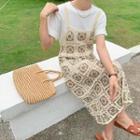 Spaghetti Strap Crochet Midi A-line Dress
