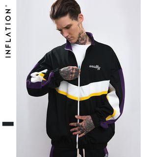 Loose-fit Colorblock Embroidered Jacket