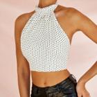 Halter Neck Dotted Cropped Top