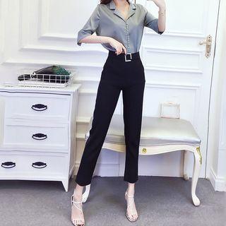 Set: Elbow-sleeve Shirt + Dress Pants