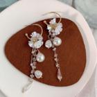 Faux Pearl Flower Drop Earring 1 Pair - Silver - One Size
