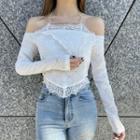 Cold-shoulder Chained Lace Blouse