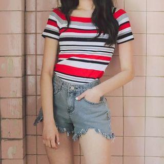 Cutout-hem Zip-front Shorts