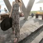 Halter Leopard Print Jumpsuit
