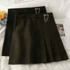 Chain-accent Wool Mini Skirt