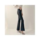 Belted Coated Boot-cut Pants