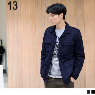 Zipper Flap-pocket Military Jacket