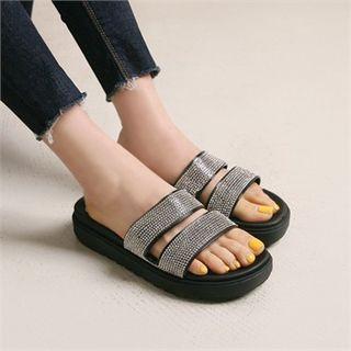Embellished-strap Slide-sandals