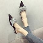 Bow Accent Pointed Slide Sandals