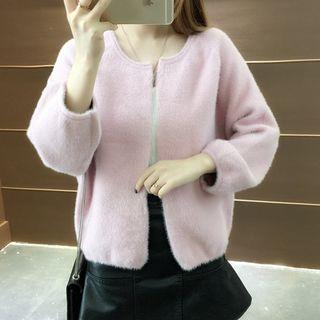 Furry Open-front Cardigan