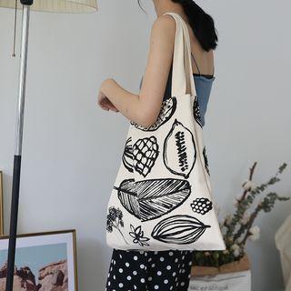 Leaf Print Canvas Tote Bag Leaf - One Size