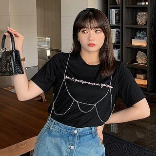 Short-sleeve Lettering Chain T-shirt