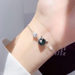 925 Sterling Silver Faux Crystal Devil Bracelet 1 Piece - Bracelet - Devil - One Size