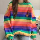 Loose-fit Rainbow Striped Printed Sweatshirt