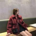 Fleece-lined Faux Fur Zip Jacket